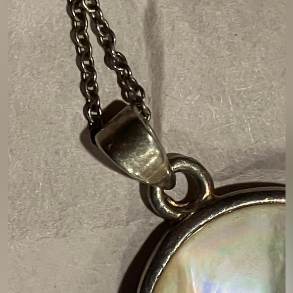 Onyx and MOP Sterling Silver Pendant - Picture 3 of 7